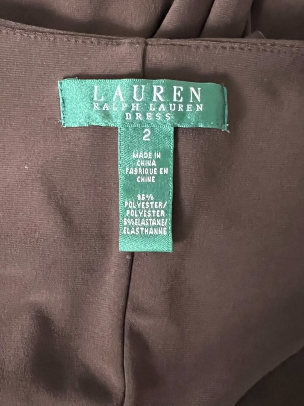 Lauren Ralph Lauren sz 2 Stretch Knit Buckle Trim Side slit Midi Dress Brown - Picture 4 of 6